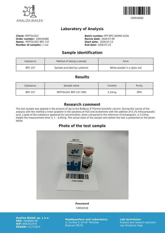 BPC-157 5 mg/10mg – peptid pro výzkum regenerace tkání – obrázek 2