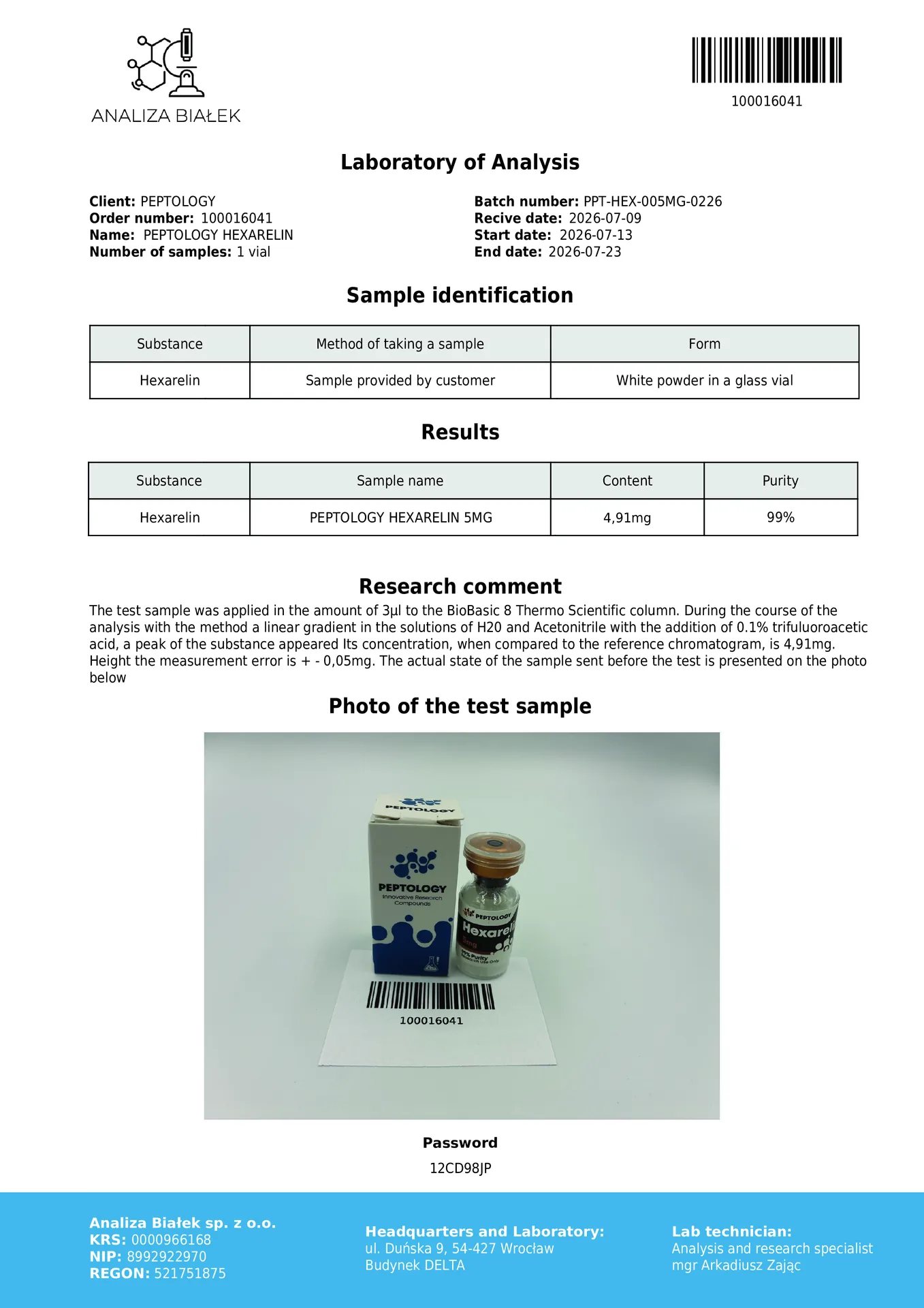 Hexarelin 5 mg – GH sekretagog (agonista receptoru ghrelinu) – obrázek 2