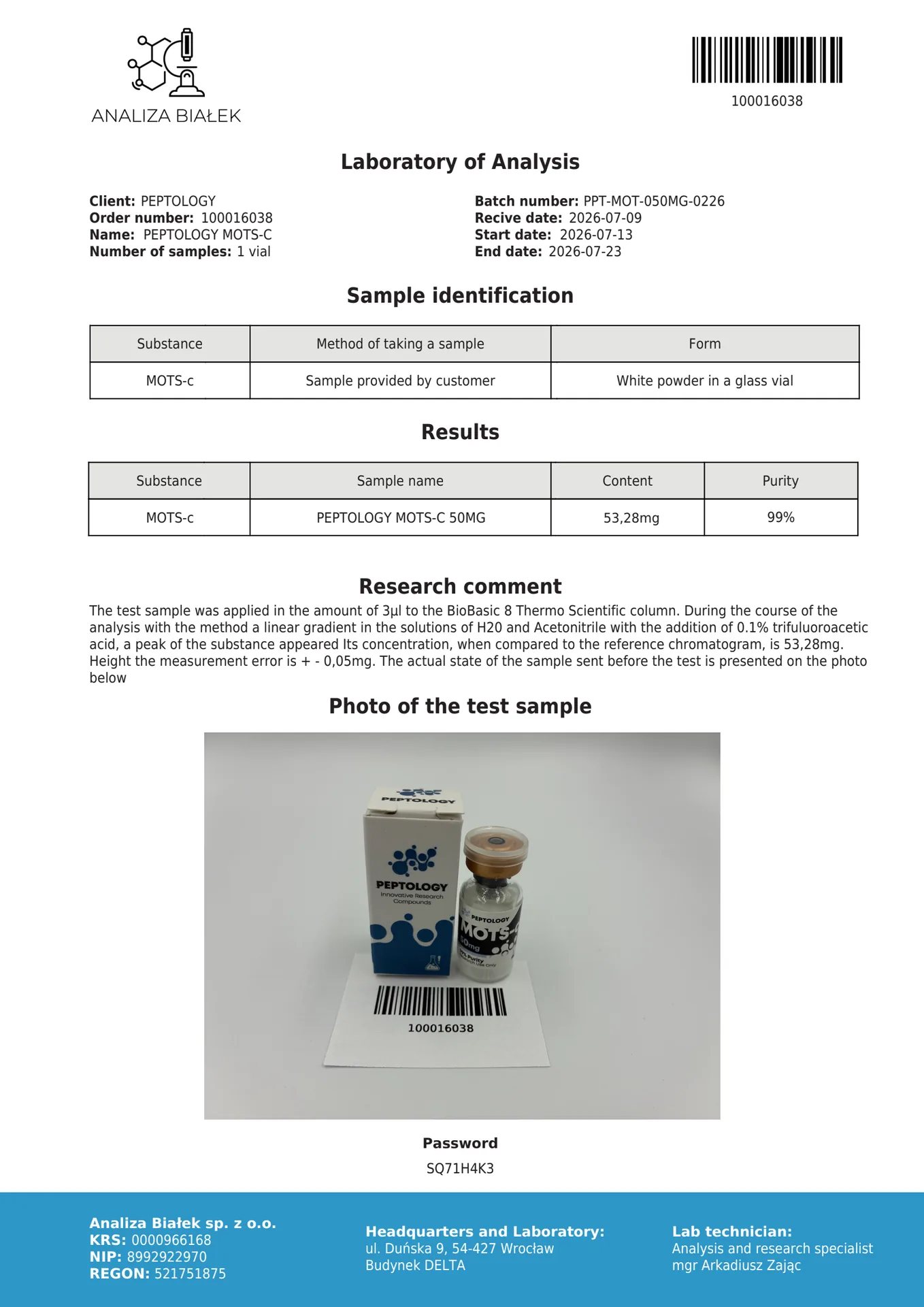 MOTS-c 10 mg / 50 mg – mitochondriální peptid pro laboratorní výzkum – obrázek 3