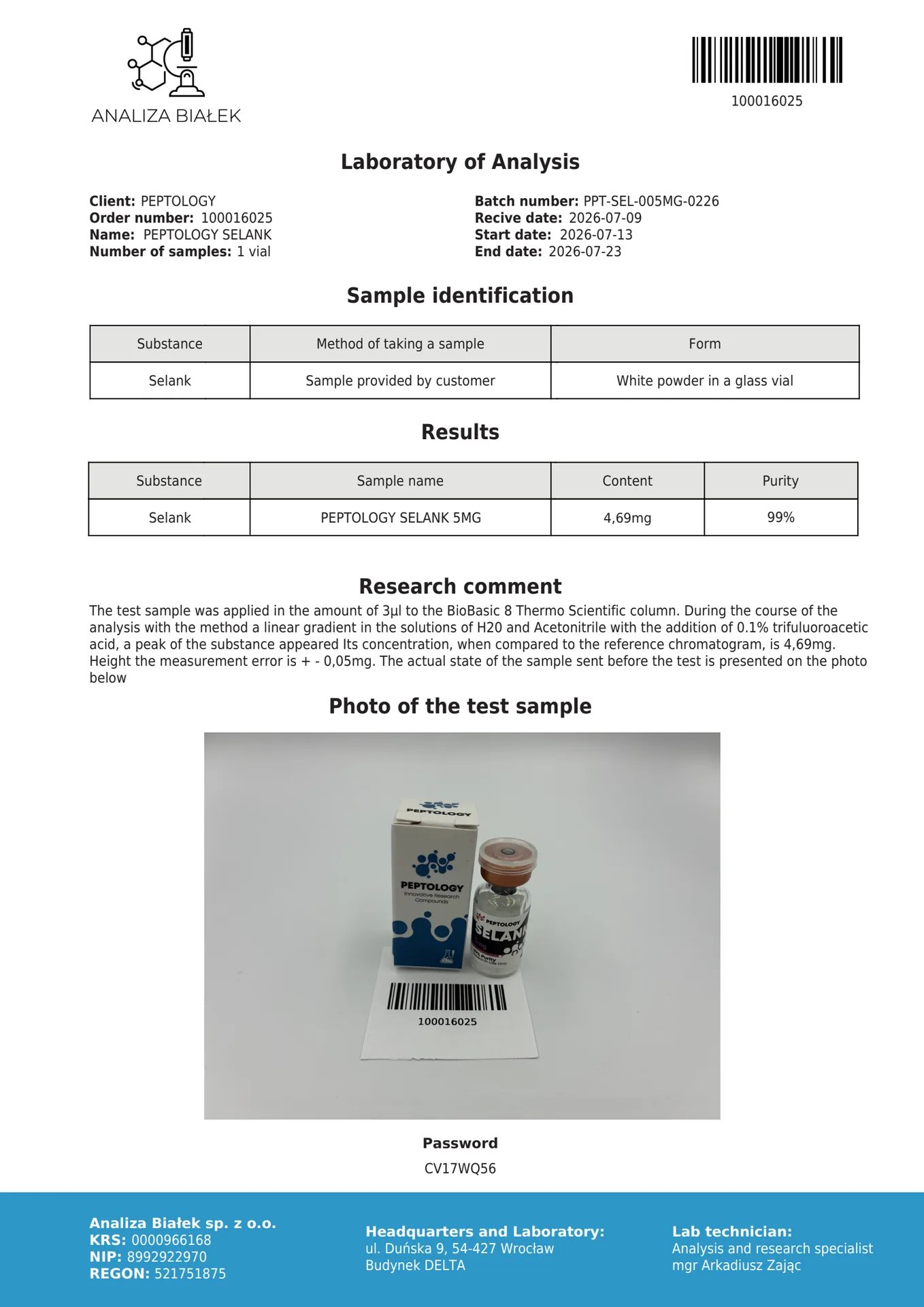 Selank 5mg/10mg – syntetický analog tuftsinu pro výzkum – obrázek 2